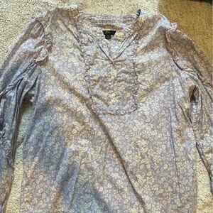 J. Crew Floral Blouse - Light blue and white